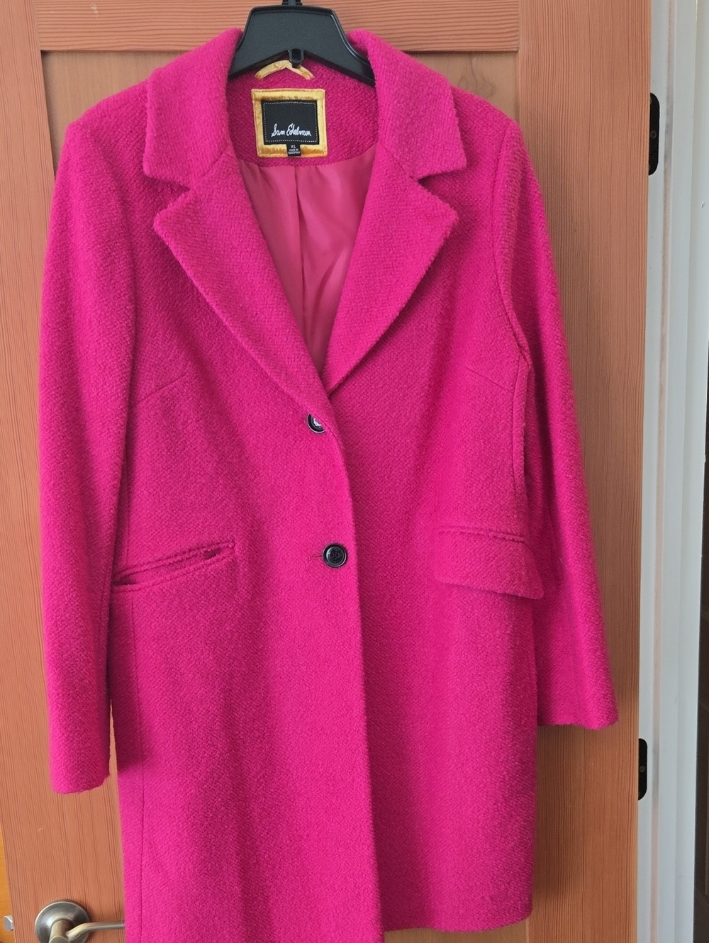 Sam Edelman Bright Fuchsia Single-Breasted Pea Coat L